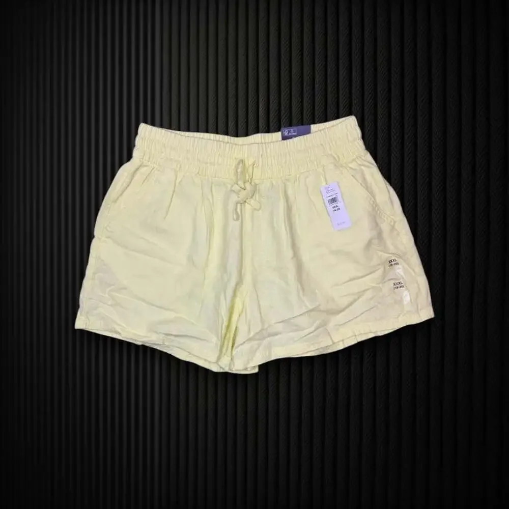 Girls Lemon Yellow Pull On Shorts Elastic Waist Drawstring XXXL 18-20